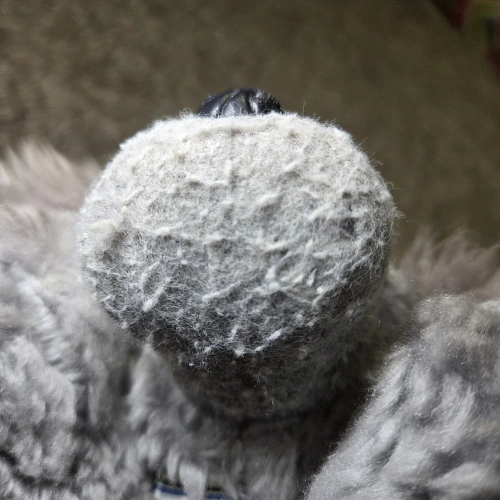 Graphics International 1983 Laying Plush Gray Poodle Dog‎ Stuffed Animal Ribbon